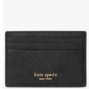 Kate Spade New York Cameron Small Slim Cardholder Wallet Black Mini Gold Leather
